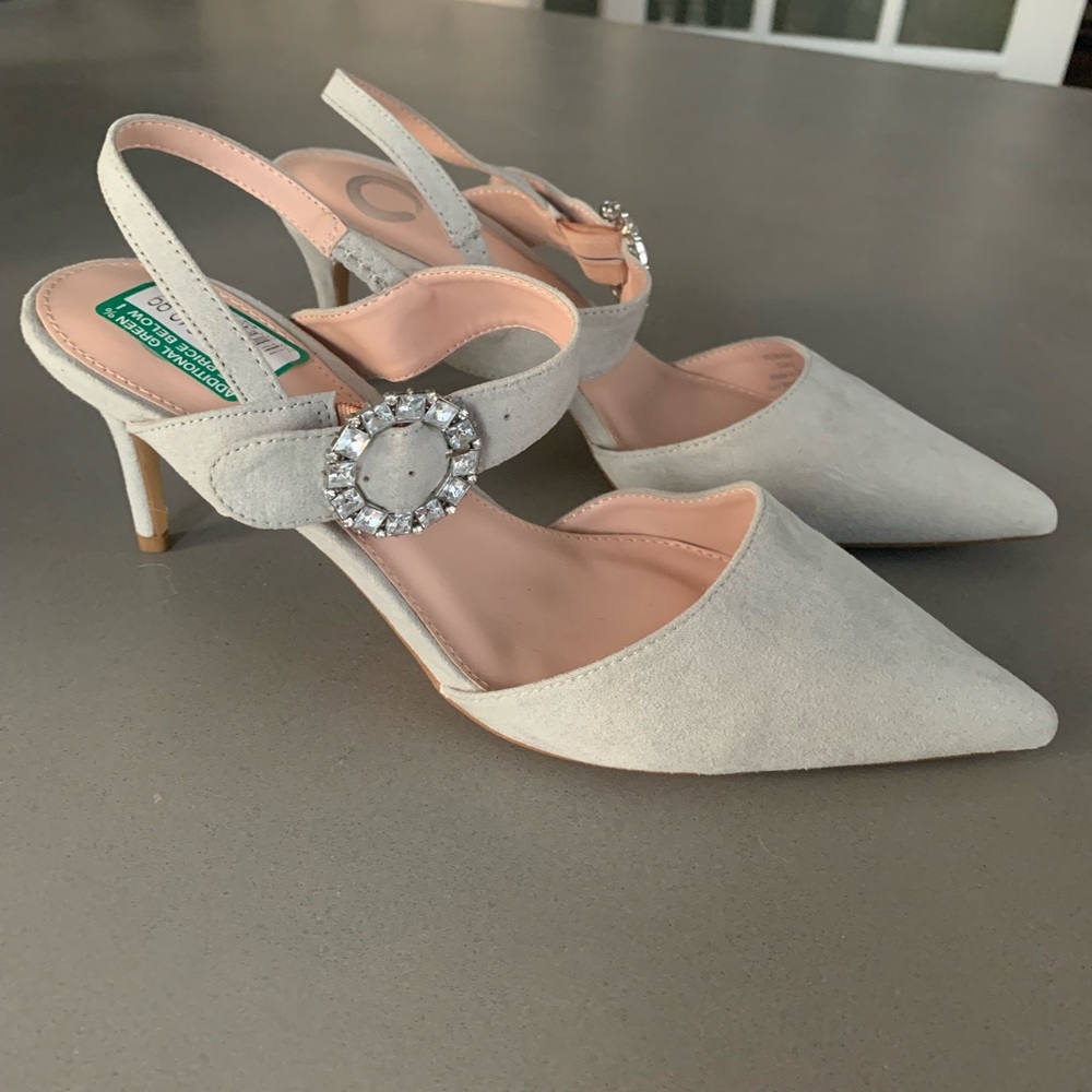 New Grey Suede Heels Size 9